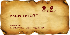 Matus Enikő névjegykártya